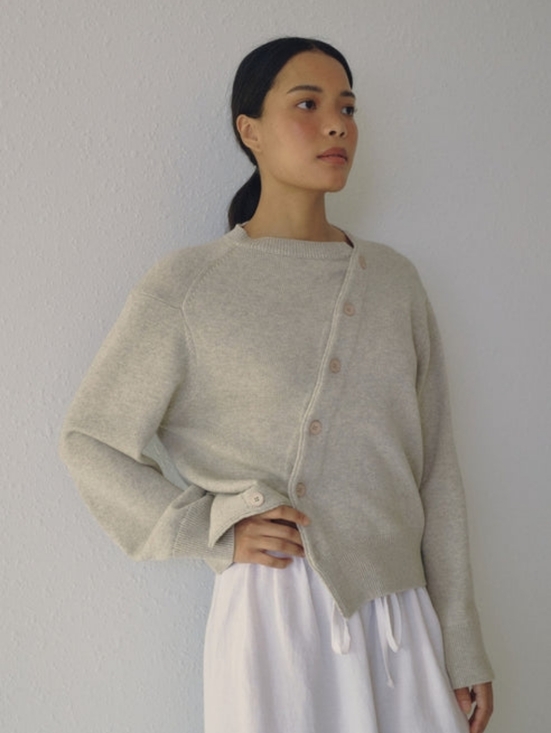 Boheme Goods Sweaters - Boheme Goods The Asymmetric Knit In Mist